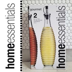 Home Essentials Oil and Vinegar Dispensers Ribbed Textured Set - NWT